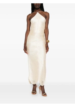 Bless Jade fringed halterneck dress - White