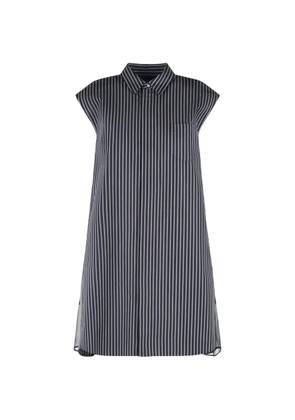 sacai striped sheer-panelled dress - Blue