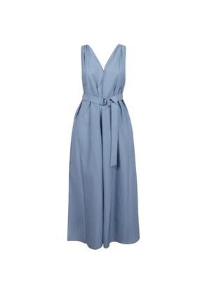Brunello Cucinelli belted V-neck midi dress - Blue