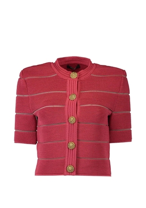 Balmain stripe short sleeve cardigan - Pink