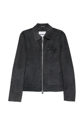 LES HOMMES suede zip-up jacket - Blue