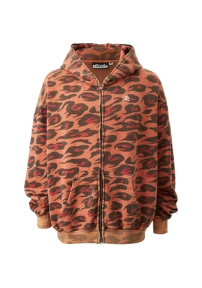 HELLSTAR cheetah-print sun-faded hoodie - Orange