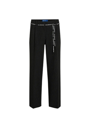 Karl Lagerfeld Jeans pinstripe logo-tape trousers - Black