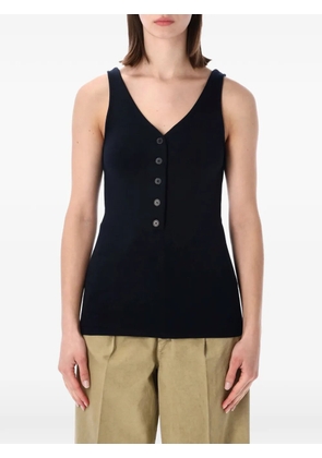 Auralee button-placket V-neck top - Blue