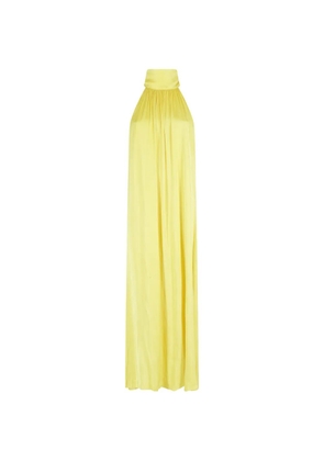 SOLOTRE halter-neck gathered maxi dress - Yellow