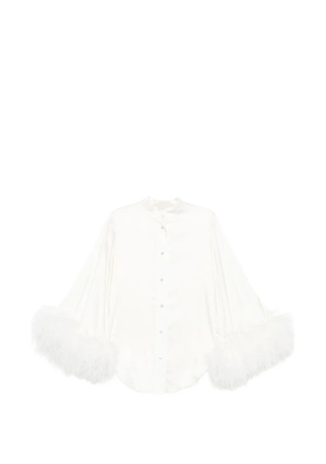 Oséree feather-trim satin blouse - White