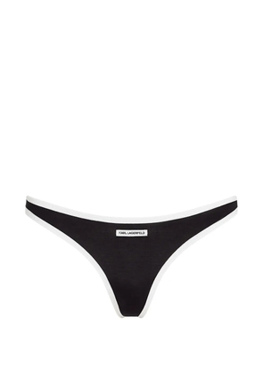 Karl Lagerfeld logo-patch contrast-trim thong - Black