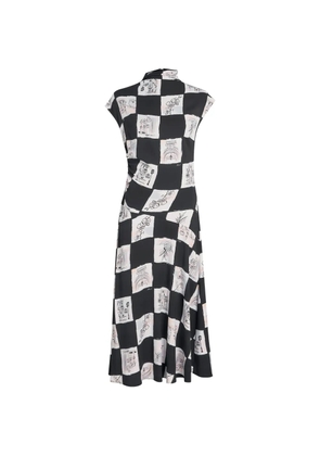Karl Lagerfeld checkerboard-print gathered midi dress - Black