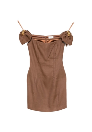 Elisabetta Franchi off-the-shoulder bow-detail dress - Brown