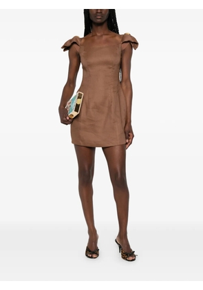 Elisabetta Franchi off-the-shoulder bow-detail dress - Brown