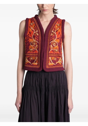 Antik Batik Suna embroidered sleeveless jacket - Orange