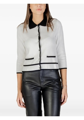 Morgan contrast-trim button-up cardigan - White