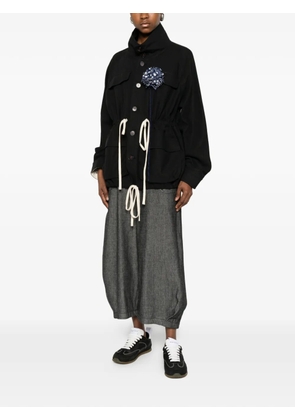 SOH floral-appliqué drawstring jacket - Black
