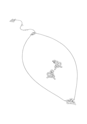 GUESS USA interlocking heart earrings and necklace (set of two) - Silver