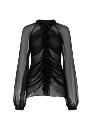 OUDE WAAG ruffled ruched-detail blouse - Black