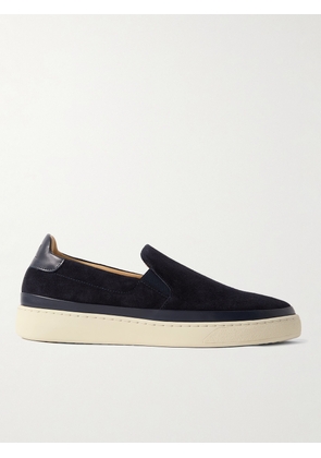 Mulo - Leather-Trimmed Suede Slip-On Sneakers - Men - Blue - UK 6