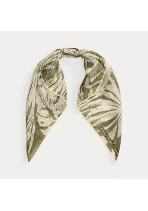 Palm-Frond-Print Silk Square Scarf