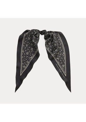 Two-Tone Floral Silk Diamond Scarf