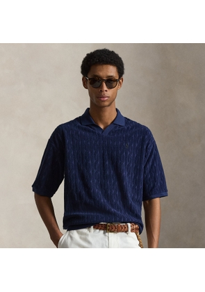 Relaxed Fit Cabled Terry Polo Shirt