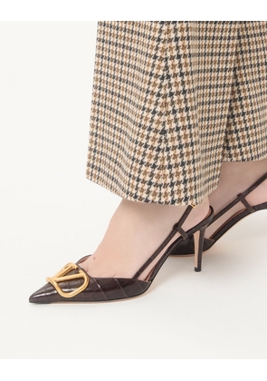 Valentino Garavani VLogo Signature Slingback Pumps In 80MM Printed Calfskin Woman OAK BROWN 35