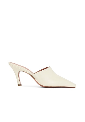 AMINA MUADDI Jamie Nappa 80 Mule in Almond - Ivory. Size 36 (also in 37, 38).