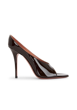 AMINA MUADDI Anok 105 Patent Slipper Mule in Coffee - Brown. Size 36 (also in 37.5, 39, 40, 41).