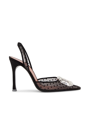 AMINA MUADDI Camelia 105 Sling Back Pump in Lace Black Polka Dot - Black. Size 39 (also in 40, 41).