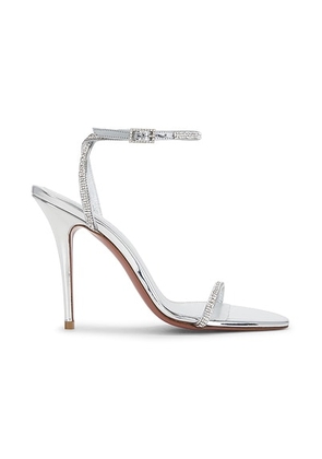 AMINA MUADDI Diamante 105 Heel in Mirror Silver & White Crystals - Metallic Silver. Size 36 (also in 37, 37.5, 38, 38.5, 39, 40, 41).