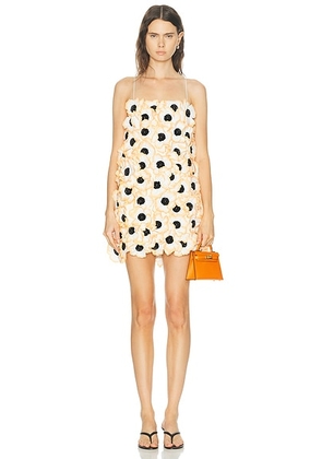 Marina Moscone Mini Dress in Anemone Flower Appliqu? - Orange. Size L (also in M, XS).