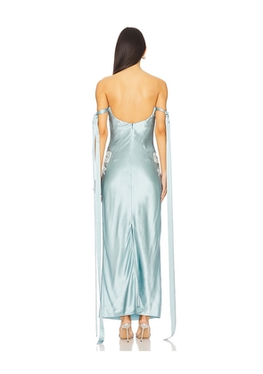 Alejandra Alonso Rojas V-neck Corest Dress in Teal. Size 8. Also in 4.