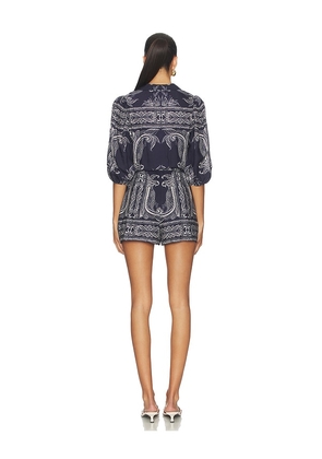 Amanda Uprichard Lucia Romper in Navy. Size L. Also in S, XL, XS.