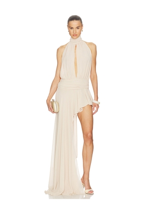 AWAVE Studio Halter Neck Mini Dress in Beige. Size 34/2. Also in 40/8.