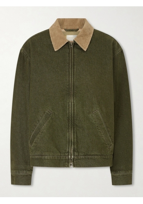 Aimé Leon Dore - Corduroy-trimmed Denim Jacket - Green - x small,small,medium