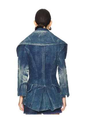 Masha Popova Oversized Collar Blazer in Blue. Size M. Also in S.