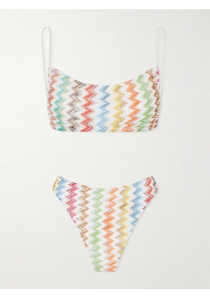 Missoni - Striped Crochet-knit Triangle Bikini - White - IT36,IT38,IT40,IT42,IT44,IT46,IT48