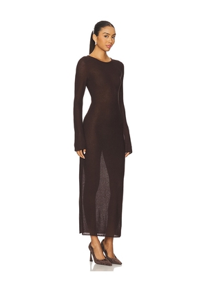 L'Academie Delmer Midi Dress in Brown. Size M. Also in XXS, L.