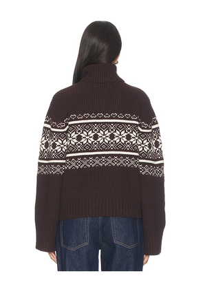 Lovers and Friends Chesca Fair Isle Turtle Neck Sweater in Brown. Size L. Also in XS, XXS.