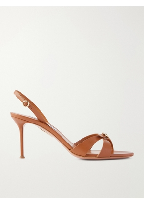 Aquazzura - Iza 75 Leather Slingback Sandals - Brown - IT36,IT36.5,IT37,IT37.5,IT38,IT38.5,IT39,IT39.5,IT40,IT40.5,IT41,IT41.5,IT42