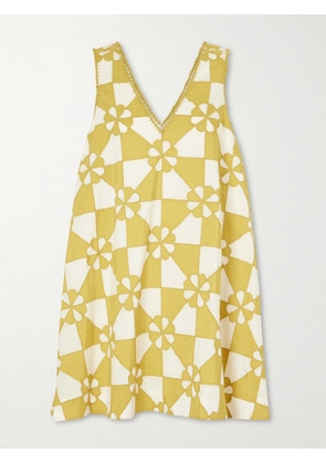 ALIX OF BOHEMIA - Soleil Patchwork Cotton And Silk-blend Mini Dress - Yellow - x small,small,medium,large