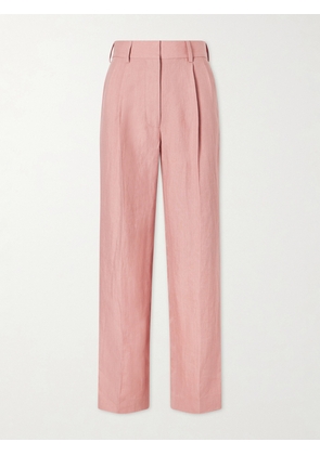 BLAZÉ Milano - Sun Fox Pleated Linen Straight-leg Pants - Pink - 00,0,1,2,3,4