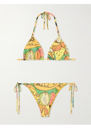 Donde Esteban - Frutas Printed Triangle Bikini - Orange - x small,small,medium,large,x large