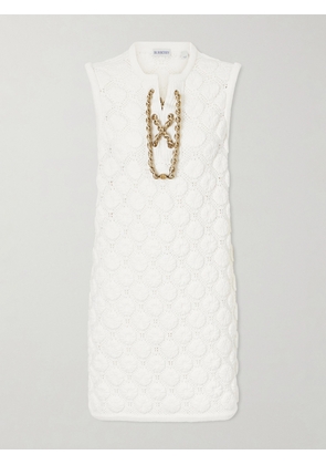 Burberry - Embellihsed Knitted Cotton-blend Mini Dress - White - UK 4,UK 6,UK 8,UK 10,UK 12,UK 14,UK 16