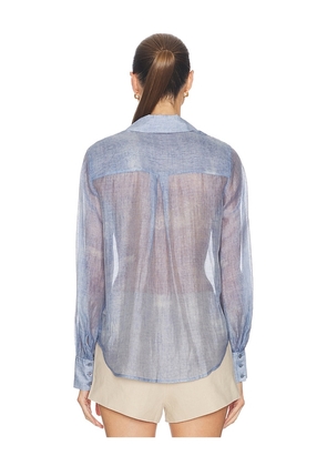 L'AGENCE Jayleen Button Down Blouse in Blue. Size XS. Also in S, L.
