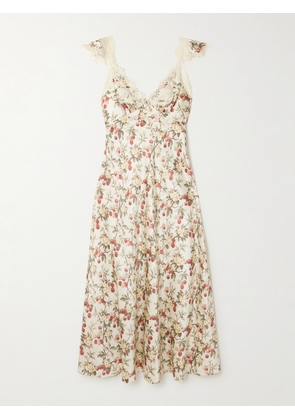 DÔEN - Fiona Lace-trimmed Floral-print Silk-satin Midi Dress - Multi - x small,small,medium,large,x large