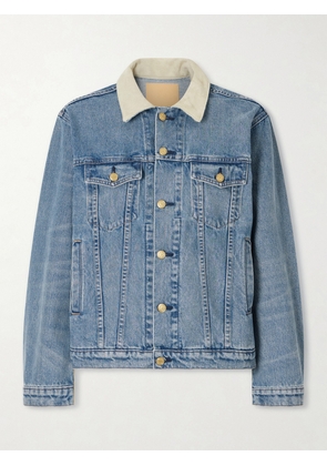 B SIDES - Eth Suede-trimmed Denim Jacket - Blue - x small,small,medium,large