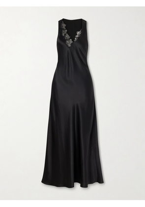 SIR. - Montparnasse Lace-trimmed Silk-satin Gown - Black - 00,0,1,2,3,4