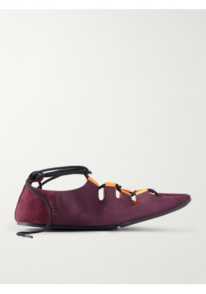 Alaïa - Suede-trimmed Shell Ballet Flats - Burgundy - IT35,IT36,IT37,IT38,IT39,IT40,IT41