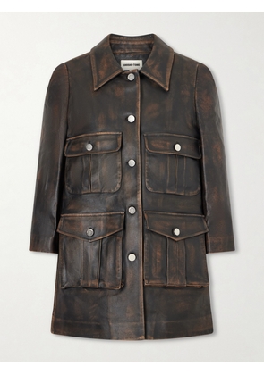 SHUSHU/TONG - Leather Jacket - Brown - UK 4,UK 6,UK 8,UK 10,UK 12,UK 14