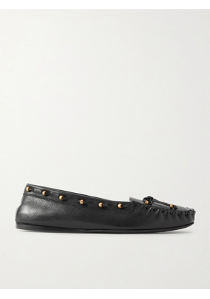 KHAITE - Milly Embellished Whipstitched Textured-leather Loafers - Black - IT35,IT36,IT36.5,IT37,IT37.5,IT38,IT38.5,IT39,IT39.5,IT40,IT41,IT42
