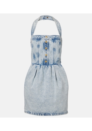 Patou Halterneck denim minidress